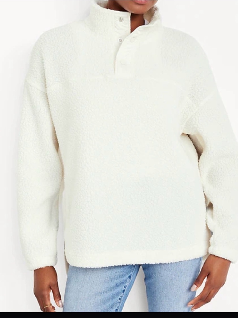 Old Navy Cream Sherpa Snap-Neck Pullover